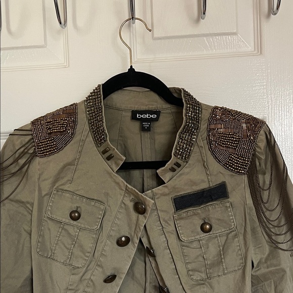 Bebe Women's Khaki Embellished Utility Jacket - Picture 3 of 5